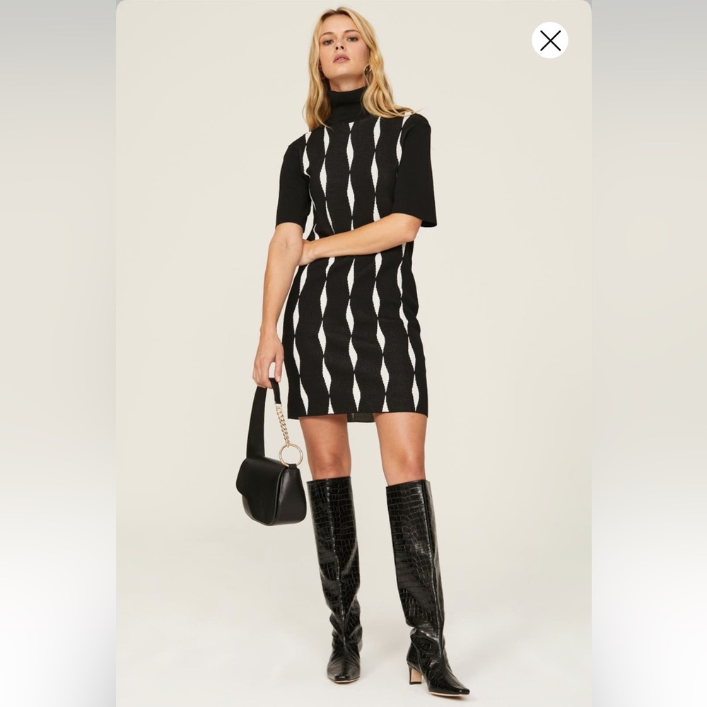 Saunders Black and White Patterned Dress
